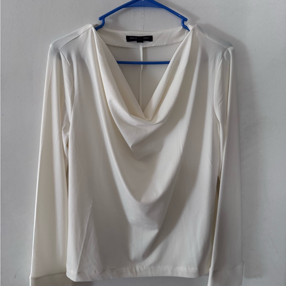 Banana Republic Cream Drape Neck Blouse